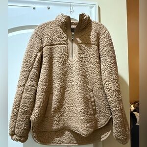 Abercrombie & Fitch beige sherpa zip up fleece